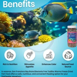 San Francisco Bay Brand Bacteria Free Tubifex Worms Freeze-Dried Fish Food 2-oz