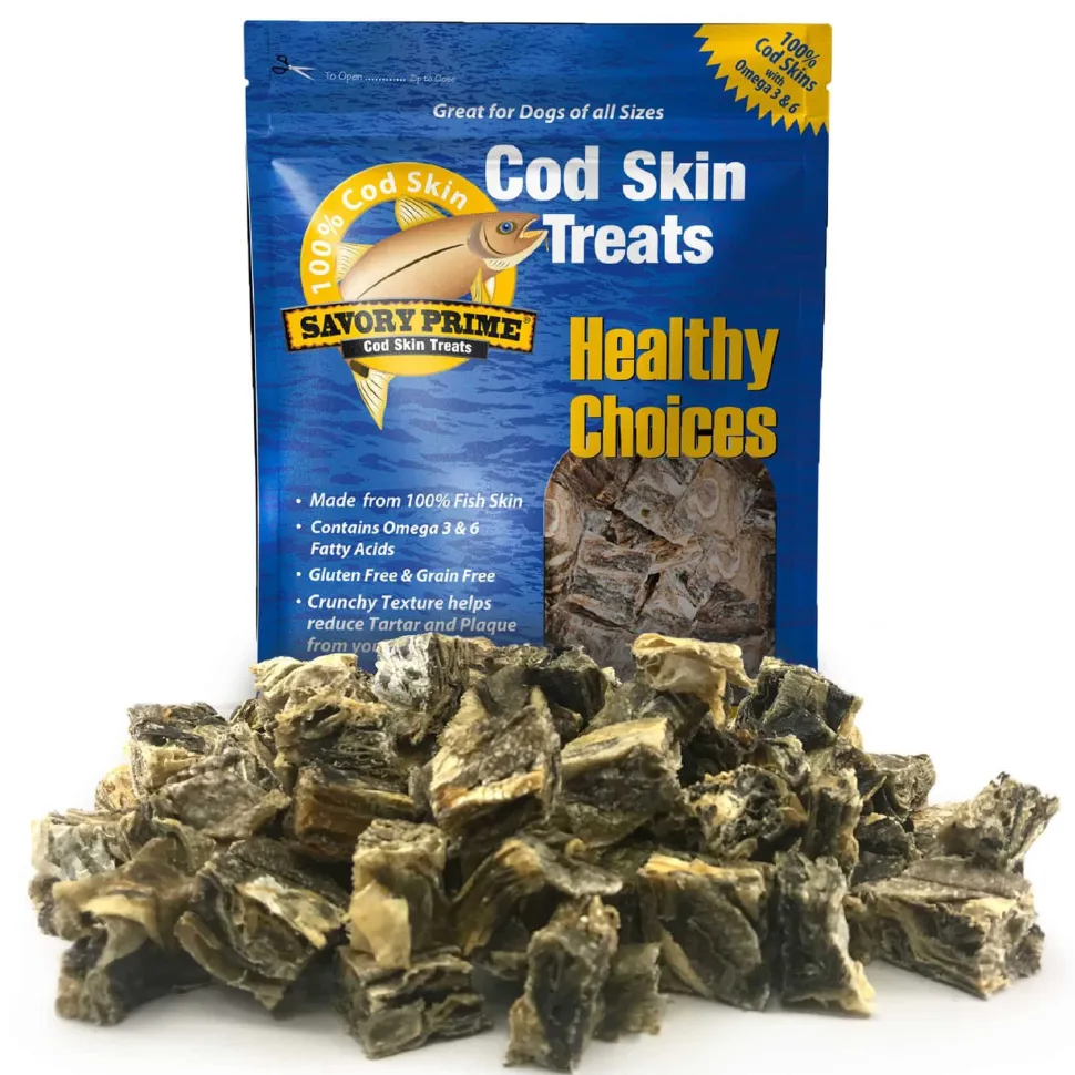 Savory Prime Cod Skin Crunchy Bites Dog Treats 16-oz