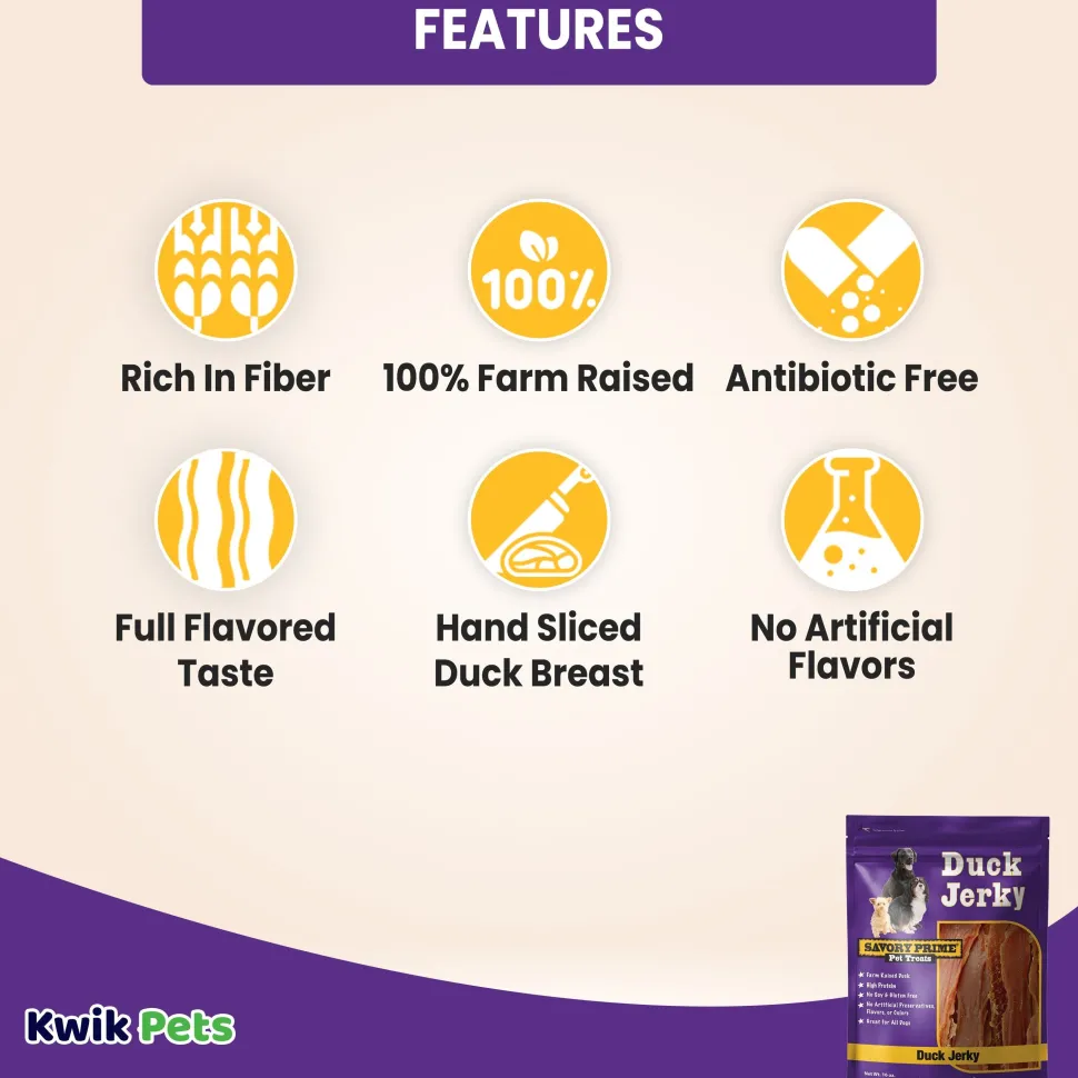 Savory Prime Natural Duck Jerky Dog Treats 16-oz