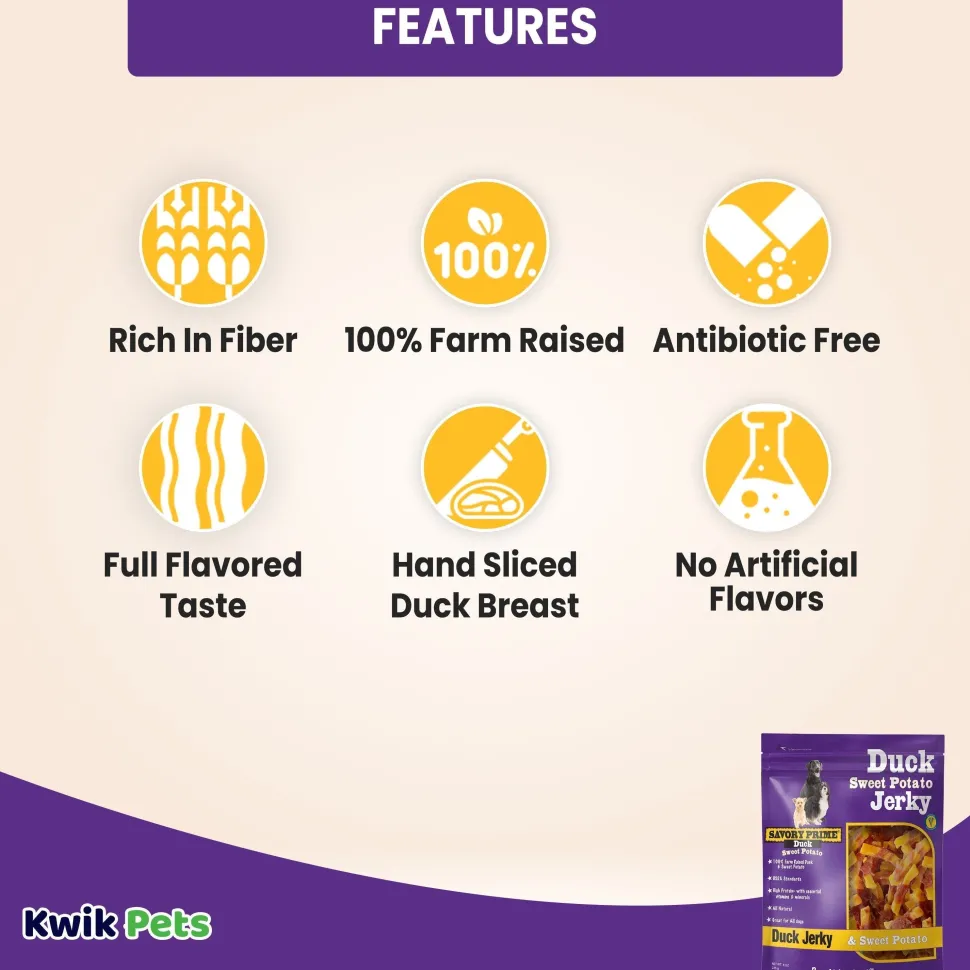 Savory Prime Natural Sweet Potato & Duck Jerky Dog Treats 8-oz