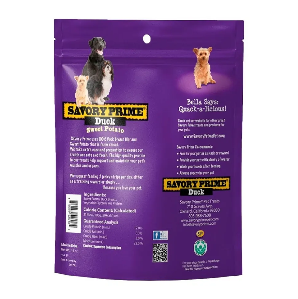 Savory Prime Natural Sweet Potato & Duck Jerky Dog Treats 16-oz