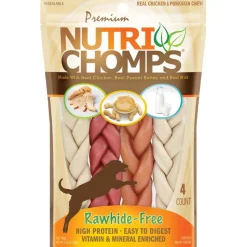 Scott Pet Premium Nutri Chomps Braid Dog Treats Assorted Flavor Braids 4 Count 6-in