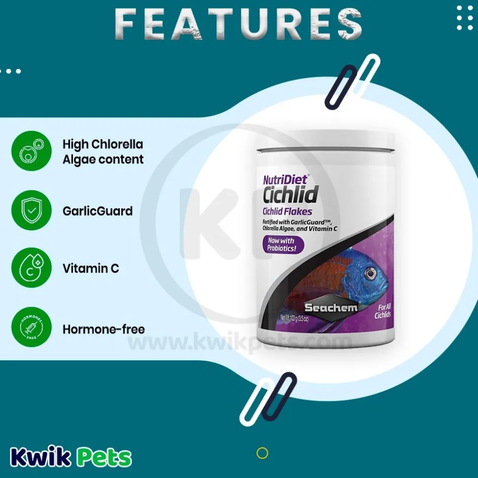 Seachem NutriDiet Cichlid Flakes Fish Food 3.5-oz