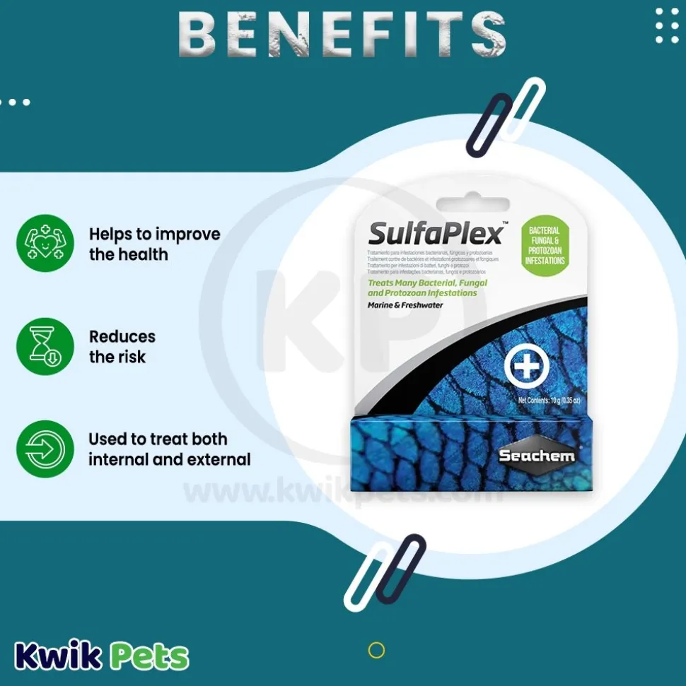 Seachem Sulfaplex Antibiotic and Anti-fungal Medication 0.35-oz