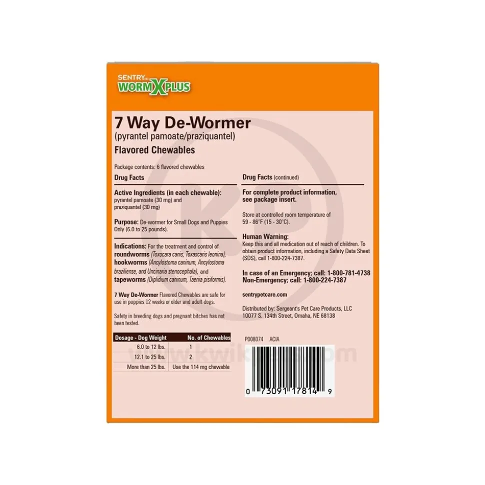 Sentry Worm X Plus 7 Way De-Wormer for Small Dogs 6 Count