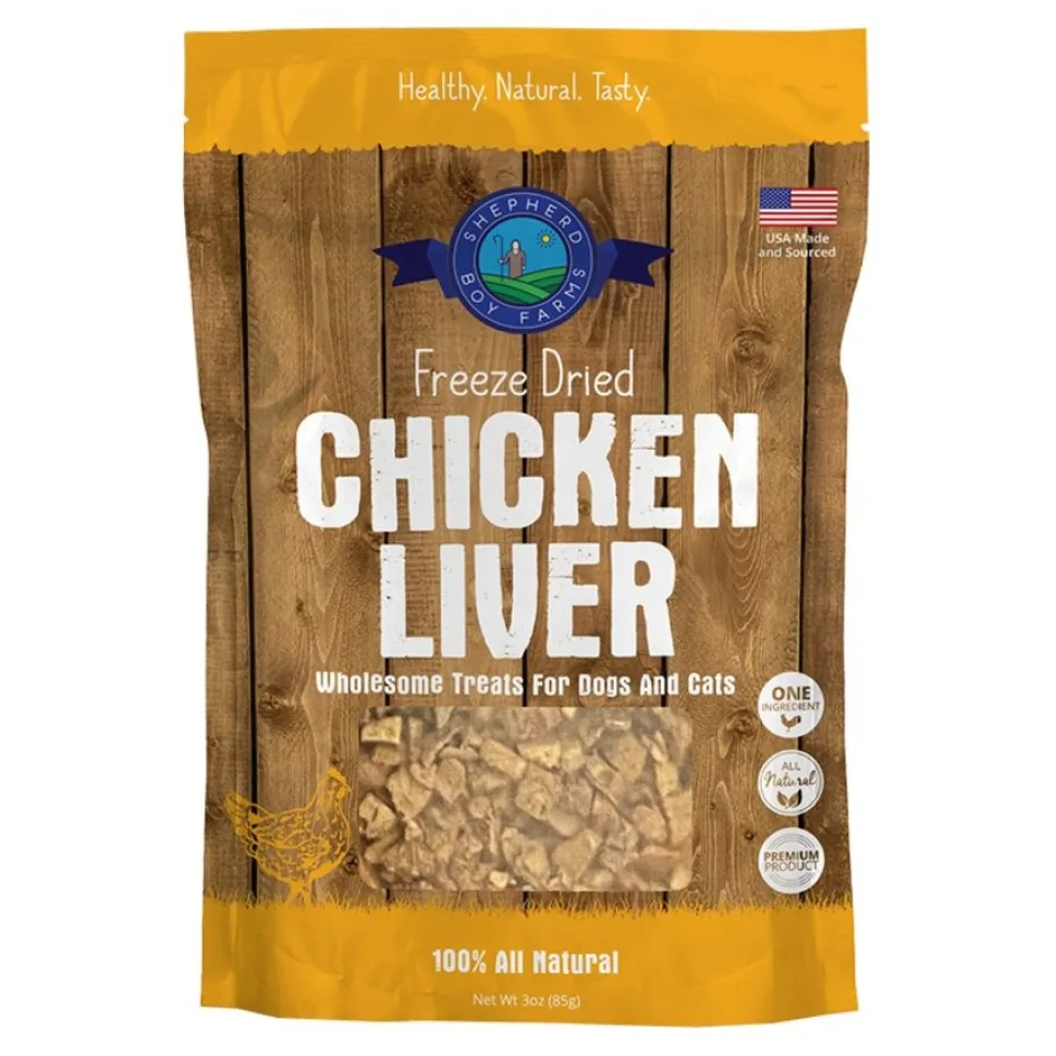 Shepherd Boy Farms Chicken Liver Freeze Dried Dog & Cat Treats 8-oz