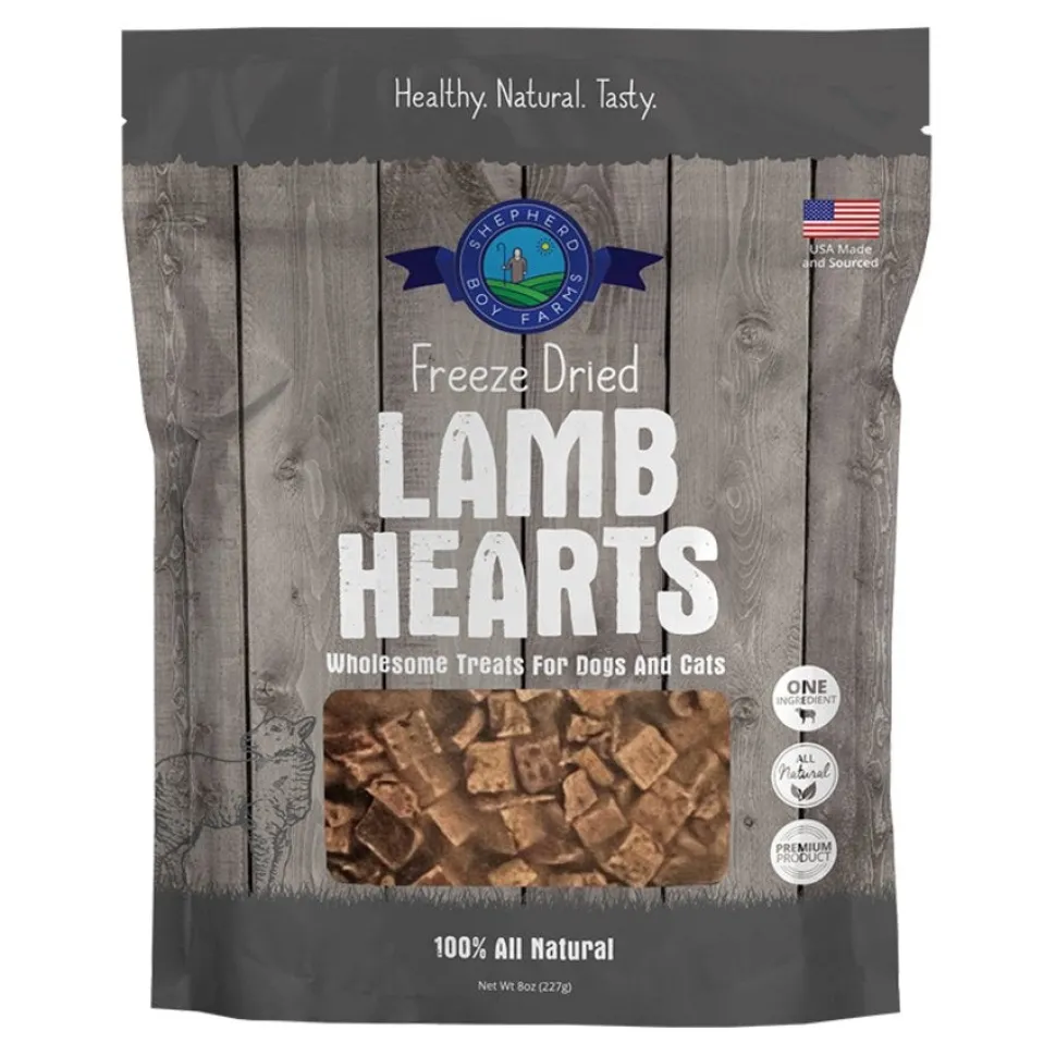 Shepherd Boy Farms Lamb Hearts Freeze Dried Dog & Cat Treats 8-oz