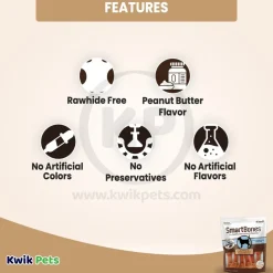SmartBones Artificial-Free Small Classic Bone Chews Dog Treat Peanut Butter 6 Count 11-oz