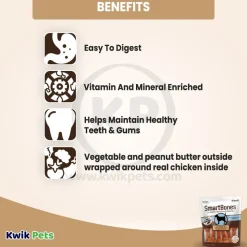 SmartBones Artificial-Free Small Classic Bone Chews Dog Treat Peanut Butter 6 Count 11-oz