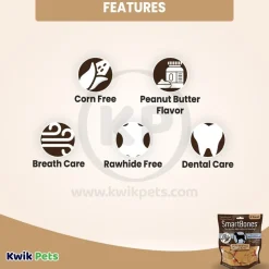 SmartBones Small Classic Bone Chews Dog Treat Peanut Butter 6 Count 11-oz