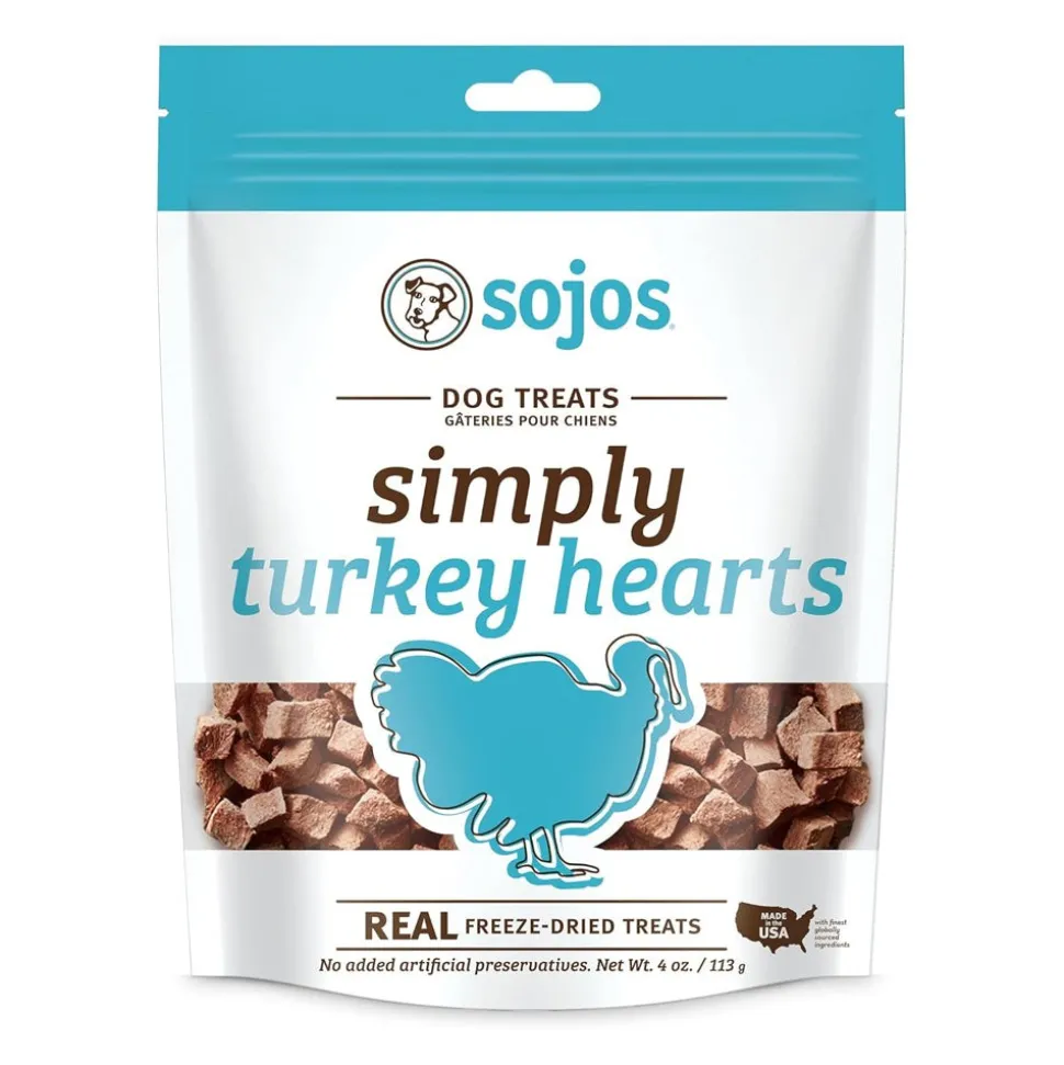 Sojos Simply Turkey Heart Freeze-Dried Dog Treats 4-oz
