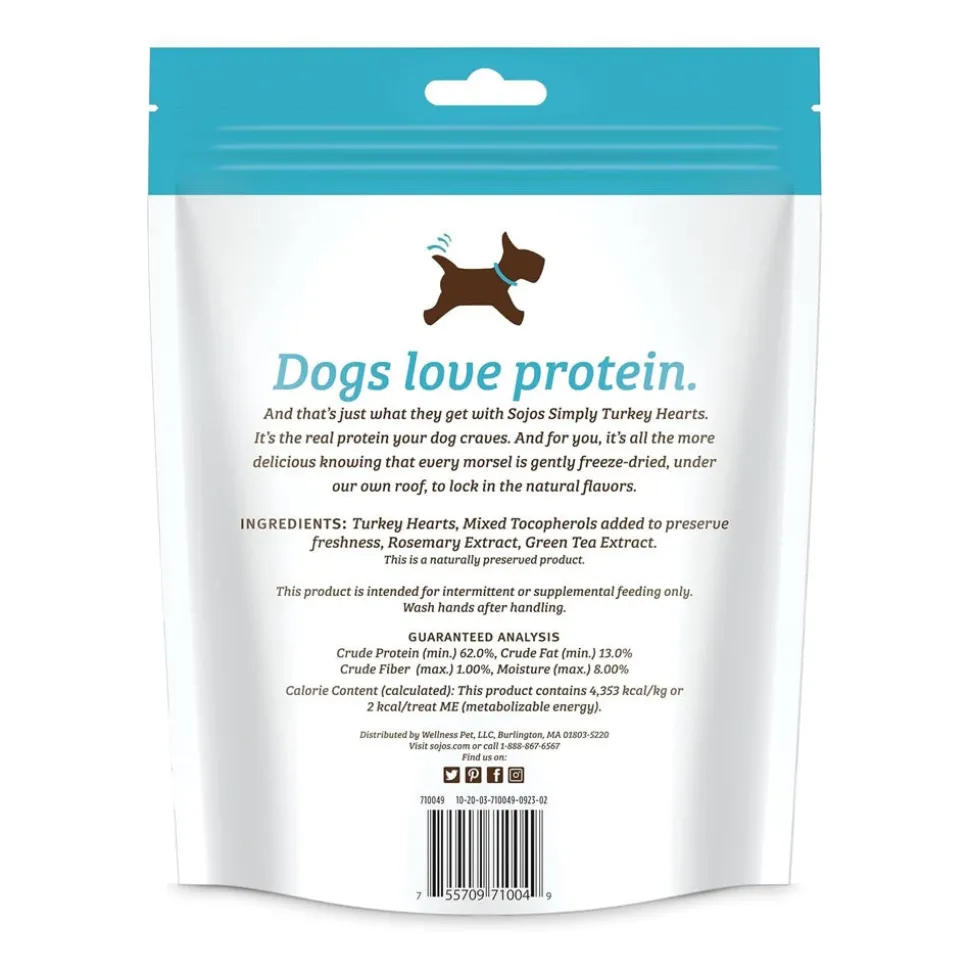 Sojos Simply Turkey Heart Freeze-Dried Dog Treats 4-oz