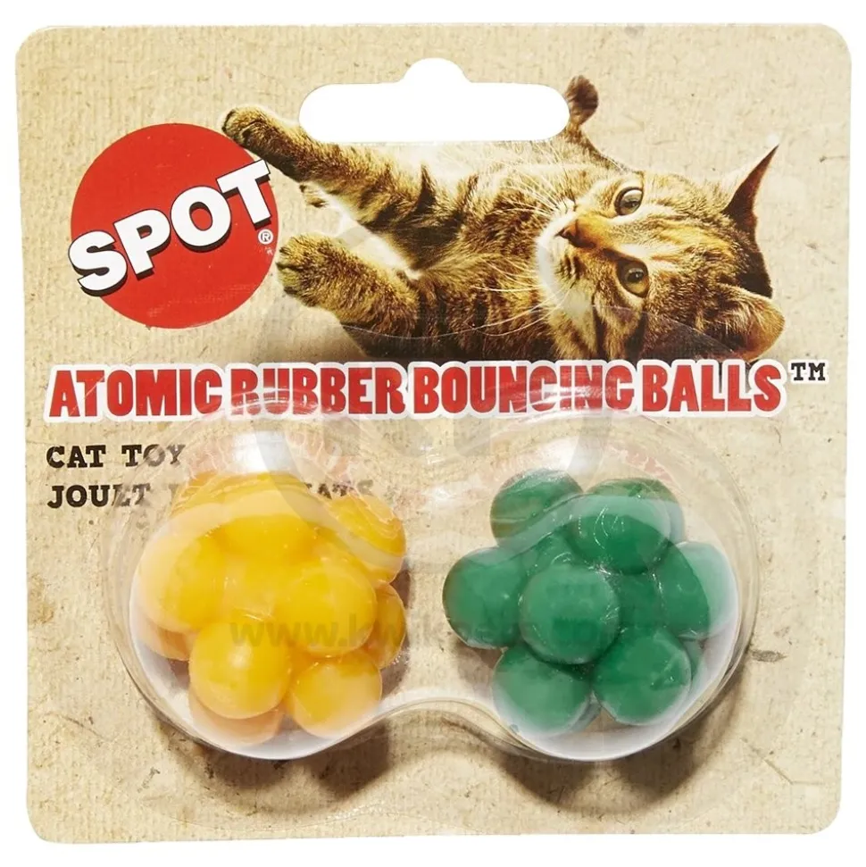 Spot Atomic Rubber Bouncing Ball Cat Toy Assorted 2 Count