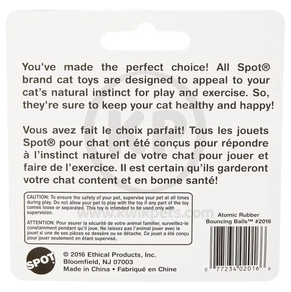 Spot Atomic Rubber Bouncing Ball Cat Toy Assorted 2 Count