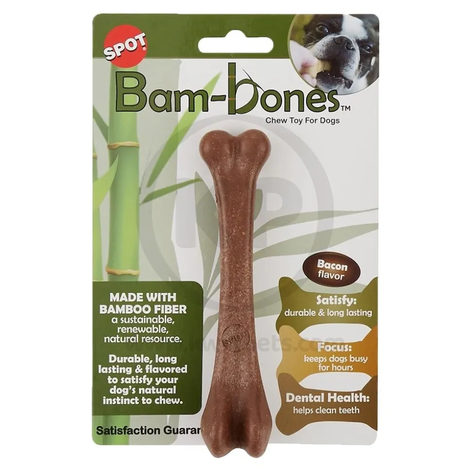 Spot Bam-Bones Bacon Bone Dog Chew Toy Medium 5.75-in