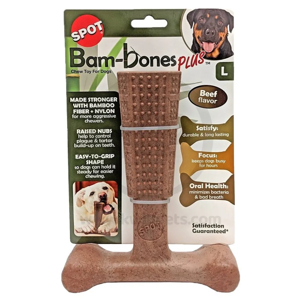 Spot Bam-Bones Plus Dog Chew Toy Beef Large 7-in