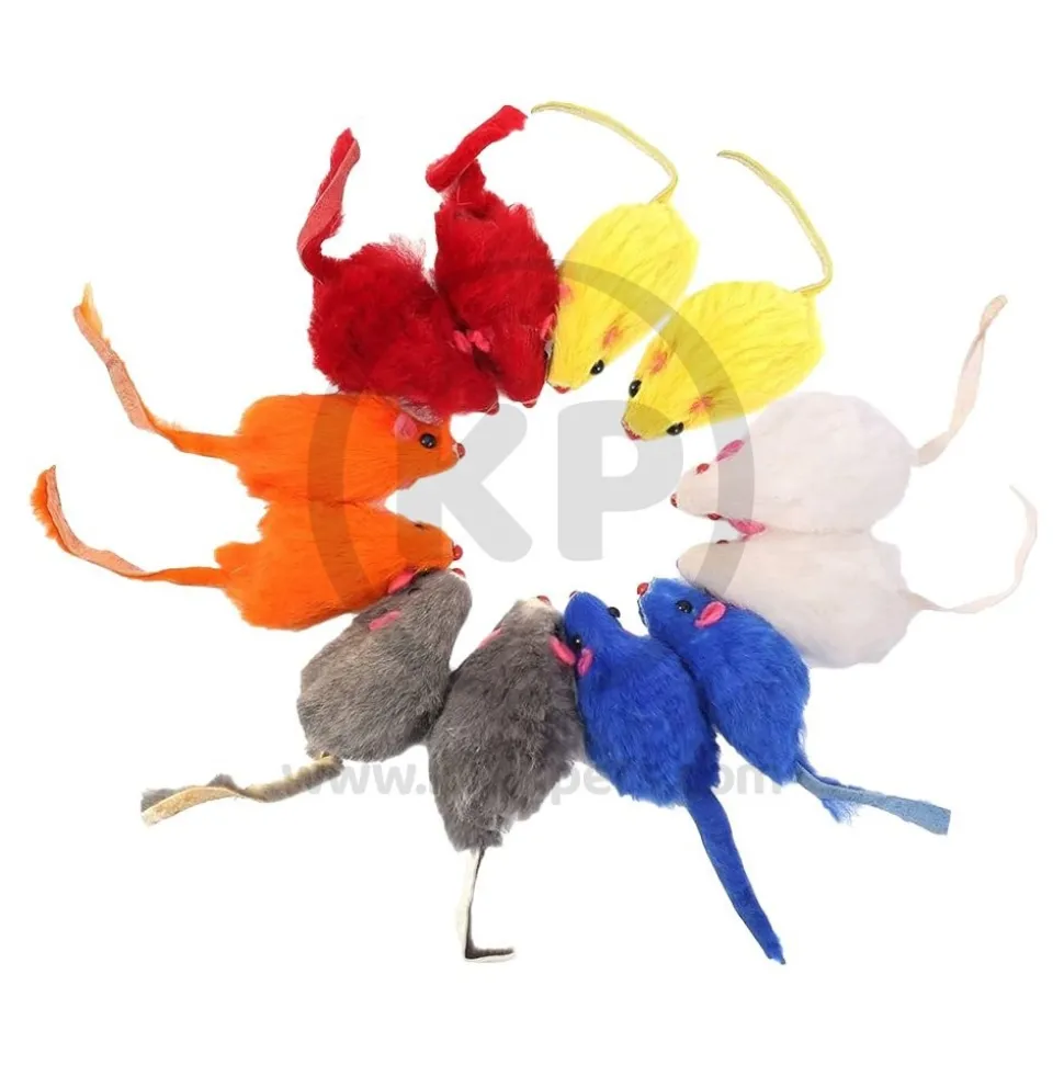 Spot Colored Plush Mice Rattle & Catnip Cat Toy Assorted 12 Count
