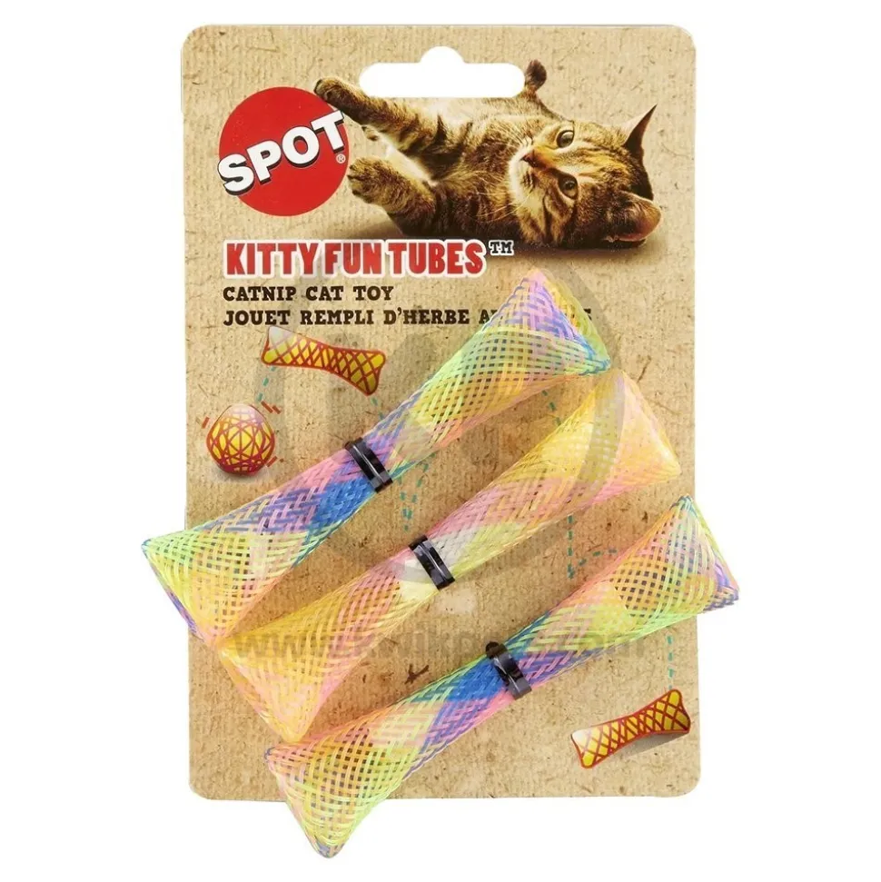 Spot Kitty Fun Tubes Catnip Cat Toy Assorted 3 Count 3.25-in