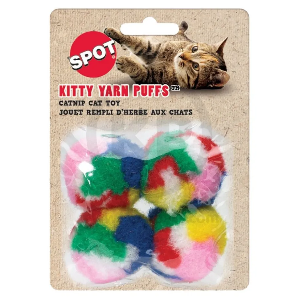 Spot Kitty Yarn Puffs Catnip Toy Assorted Small 4 Count 1.5-in