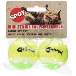 Spot Mini Tennis Balls Cat Toy with Bell & Catnip Assorted 2 Count 2-in
