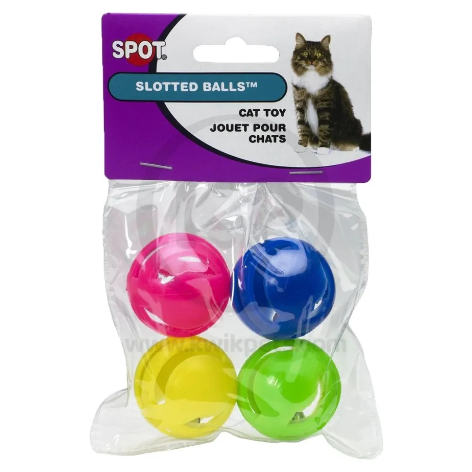 Spot Slotted Balls Cat Toy Multicolor 4 Count