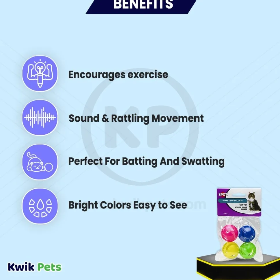 Spot Slotted Balls Cat Toy Multicolor 4 Count