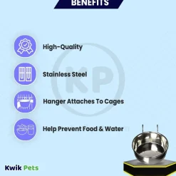 Spot Stainless Steel Coop Cup with Wire Hanger for Dogs, Cats, Birds & Small Pets 30-oz