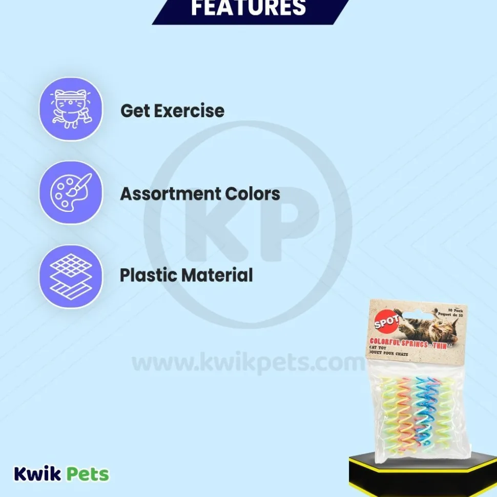 Spot Thin Colorful Springs Cat Toy Assorted 10 Count 3-in