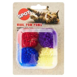 Spot Wool Pom Poms Cat Toy with Catnip Assorted 4 Count 1.5-in
