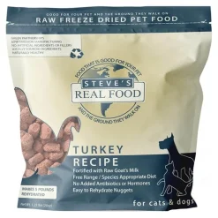 Steve's Real Food Freeze-Dried Nuggets Raw Dog & Cat Food Turkey Recipe 1.25-lb