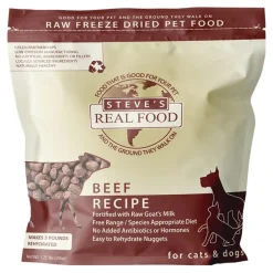 Steve's Real Food Freeze-Dried Nuggets Raw Dog & Cat Food Beef Recipe 1.25-lb