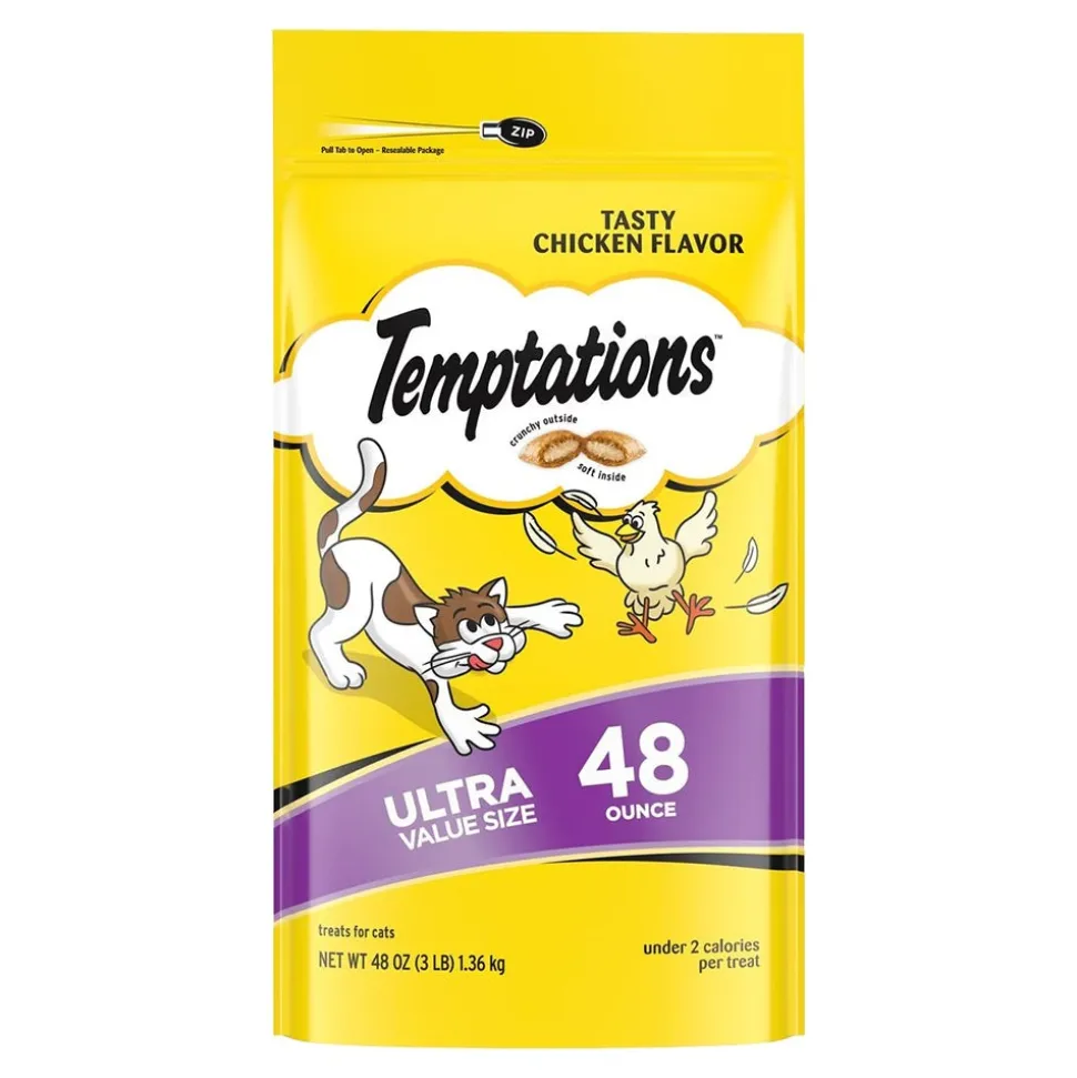 Temptations Classics Crunchy & Soft Adult Cat Treats Tasty Chicken 48-oz