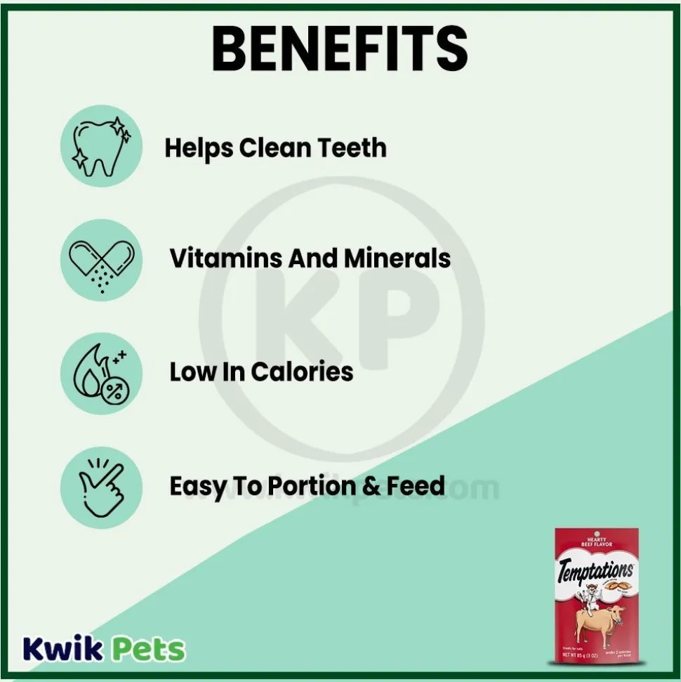 Temptations Classics Crunchy & Soft Adult Cat Treats Hearty Beef 3-oz