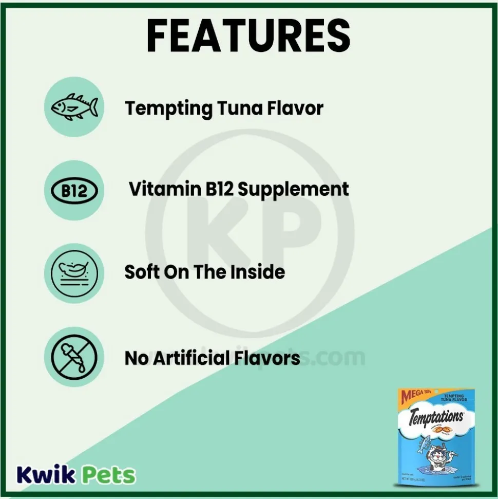 Temptations Classics Crunchy & Soft Adult Cat Treats Tempting Tuna 6.3-oz