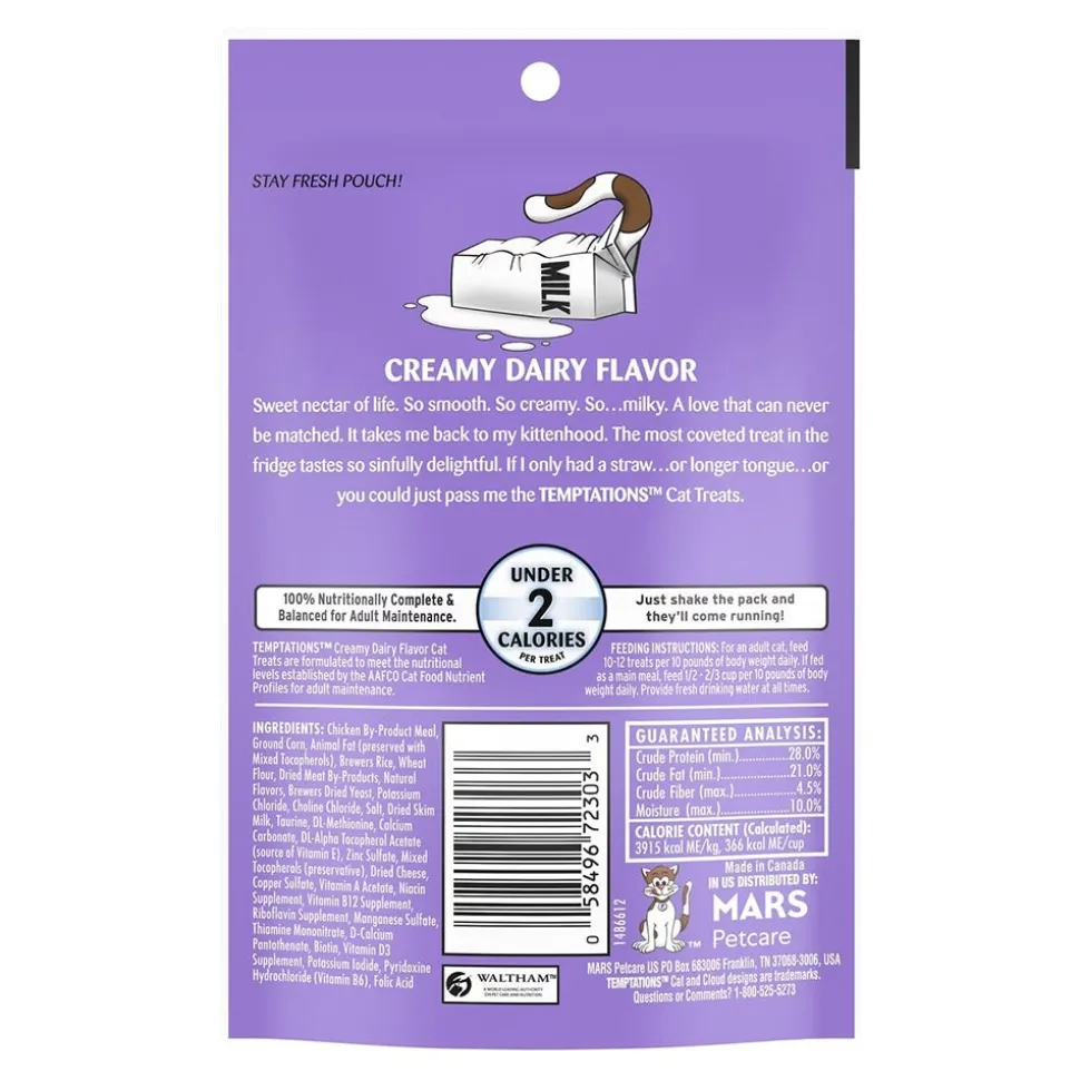 Temptations Classics Crunchy & Soft Adult Cat Treats Creamy Dairy 3-oz