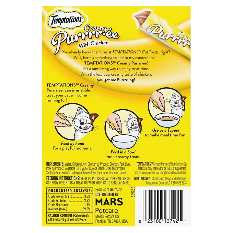 Temptations Creamy Creamy Purée Lickable Cat Treats Chicken 1.7-oz