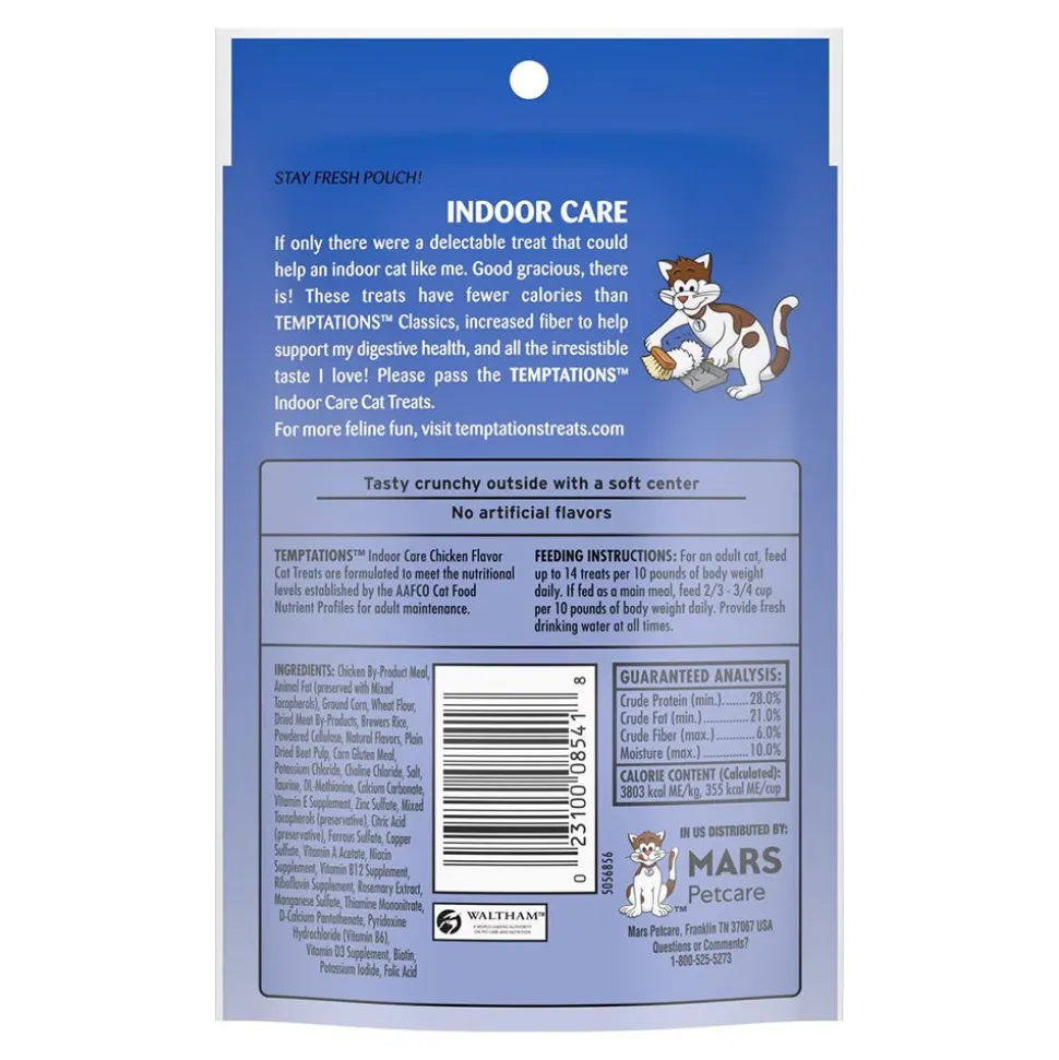 Temptations Indoor Care Crunchy & Soft Adult Cat Treats Chicken 2.1-oz
