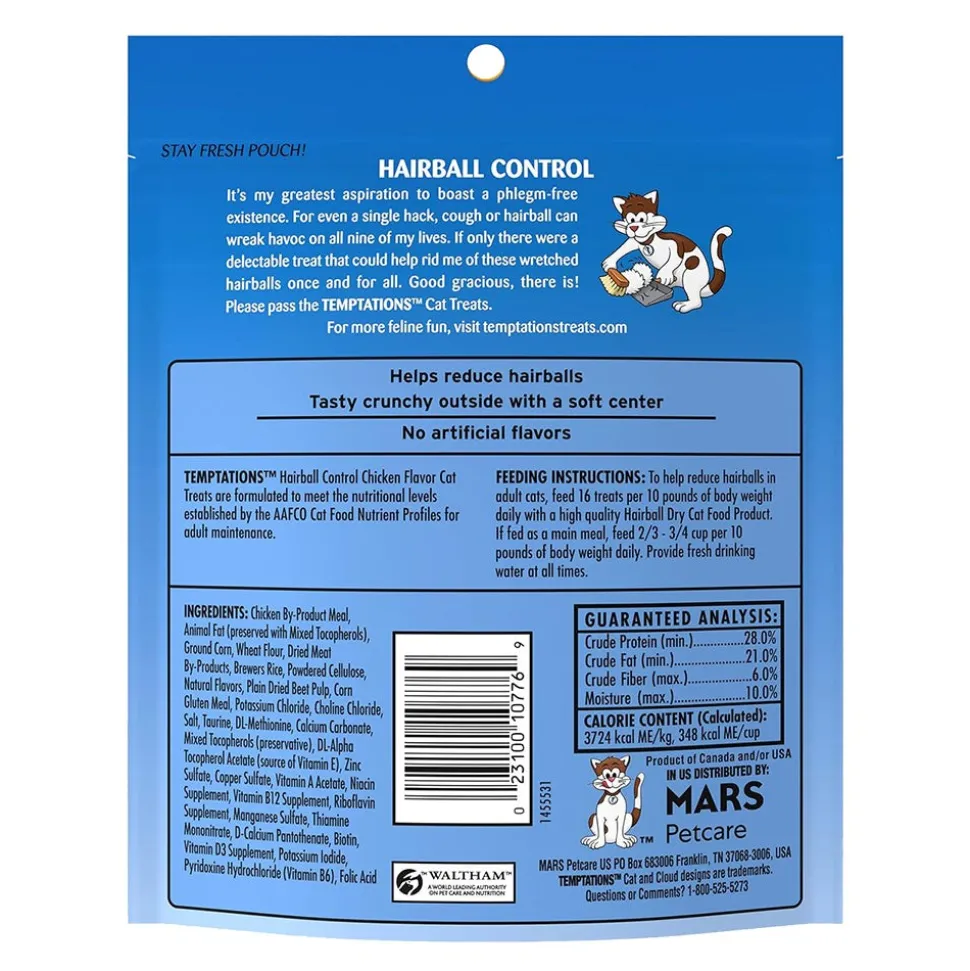 Temptations Indoor Care Crunchy & Soft Adult Cat Treats Chicken 4.9-oz