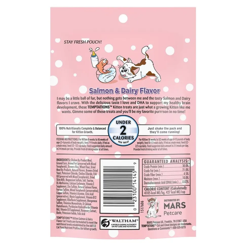 Temptations Kitten Cat Treat Salmon & Dairy 3-oz