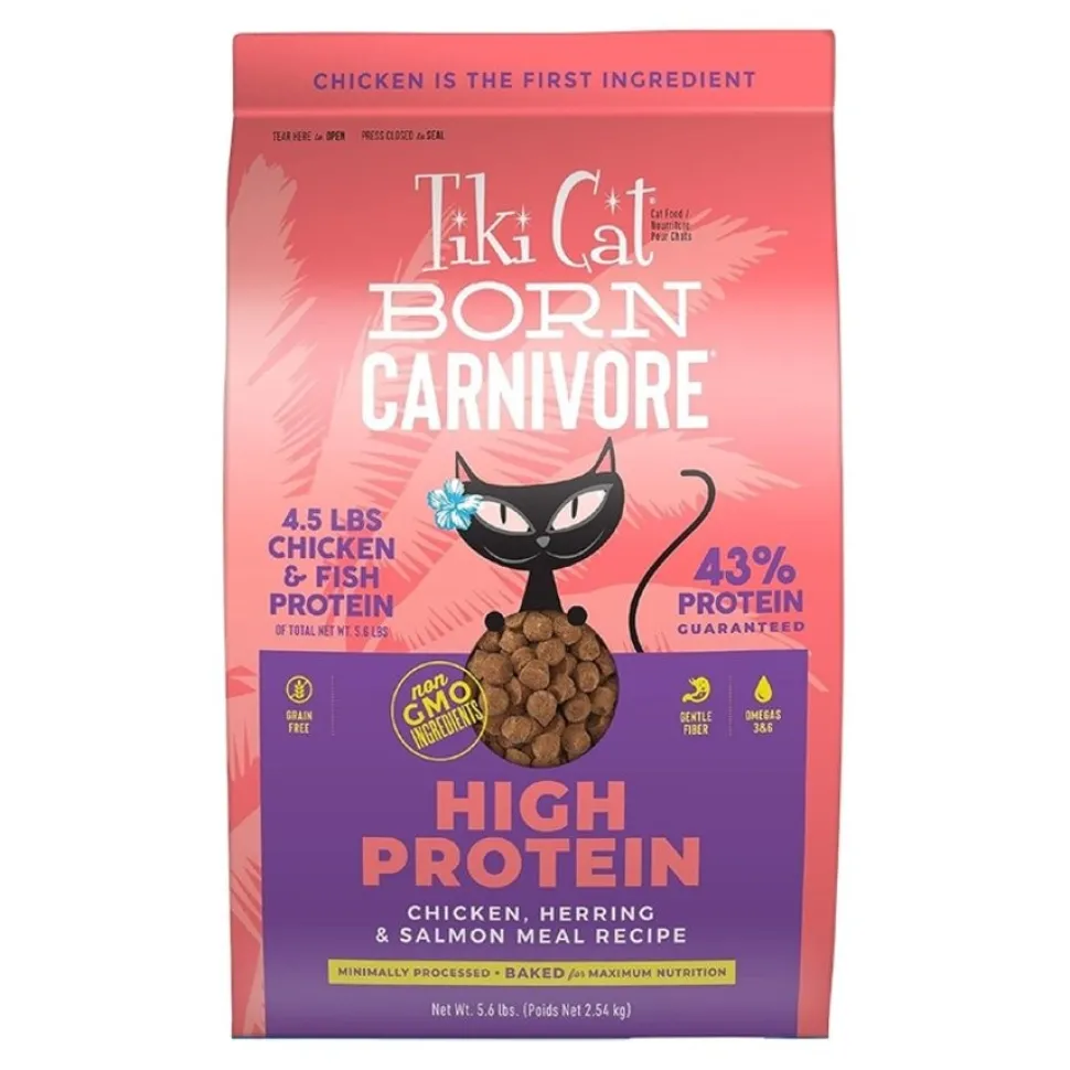 Tiki Pets Cat Born Carnivore High Protein Dry Cat Food Chicken, Herring & Salmon 5.6-lb
