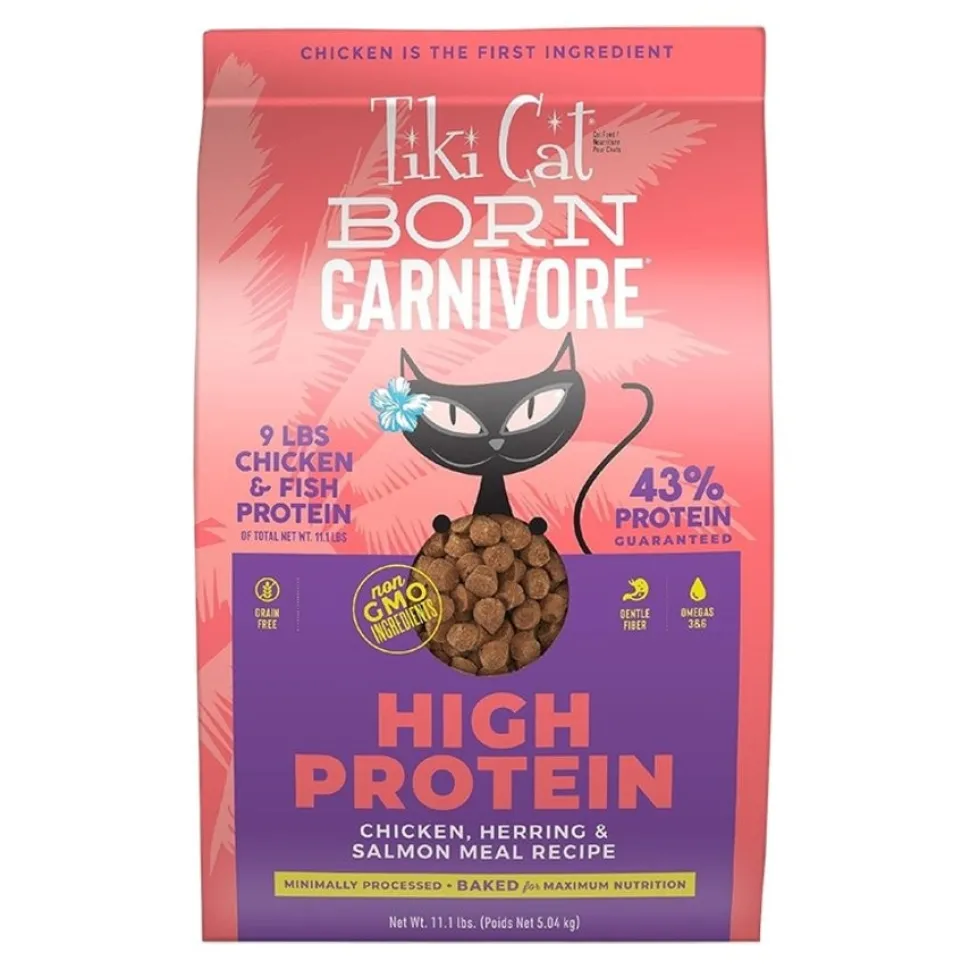 Tiki Pets Cat Born Carnivore High Protein Dry Cat Food Chicken, Herring & Salmon 11.1-lb