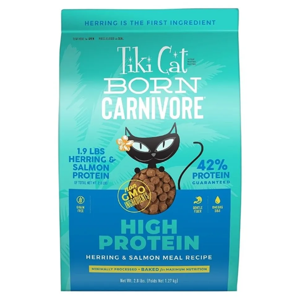 Tiki Pets Cat Born Carnivore High Protein Dry Cat Food Herring & Salmon 2.8-lb