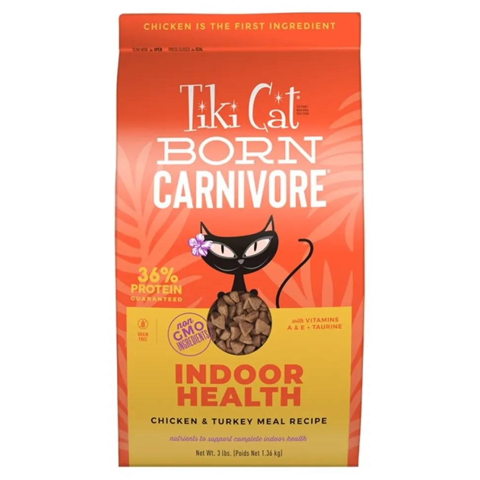 Tiki Pets Cat Born Carnivore Indoor Health Dry Cat Food Chicken & Turkey Meal 3-lb