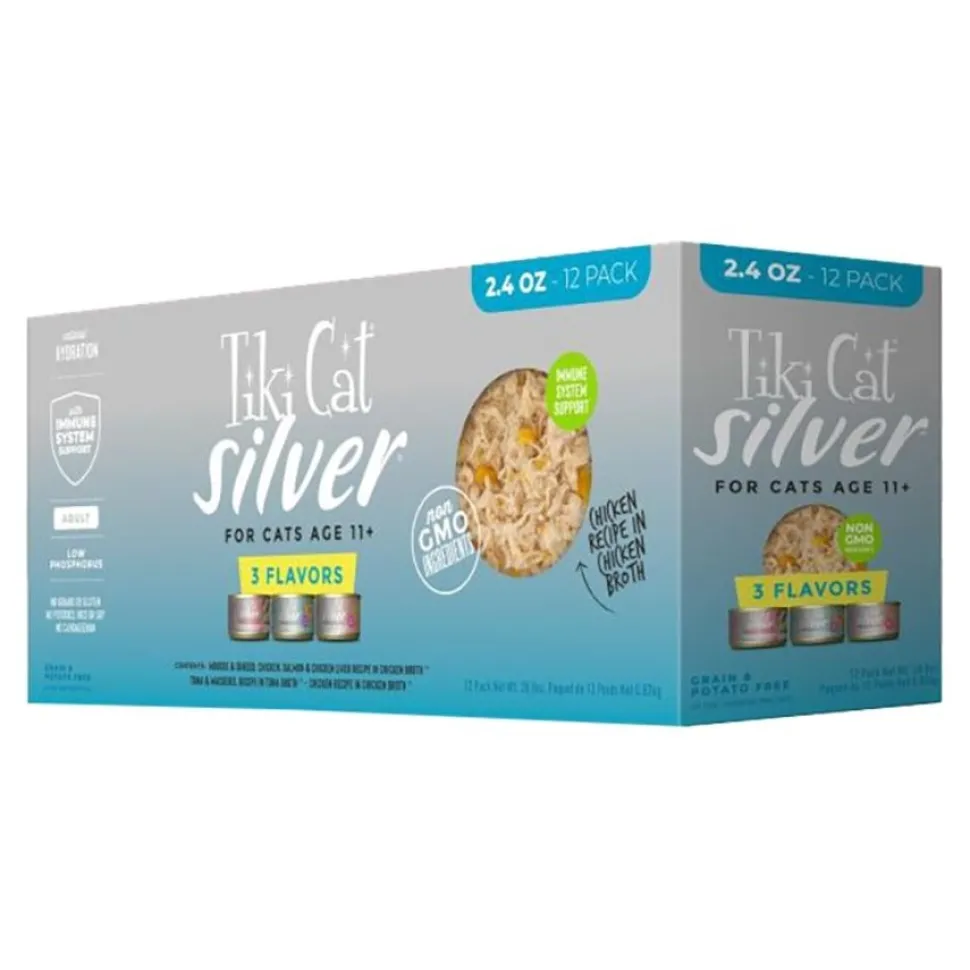 Tiki Pets Cat Silver Variety Pack Wet Cat Food 2.4-oz Cans 12 Count