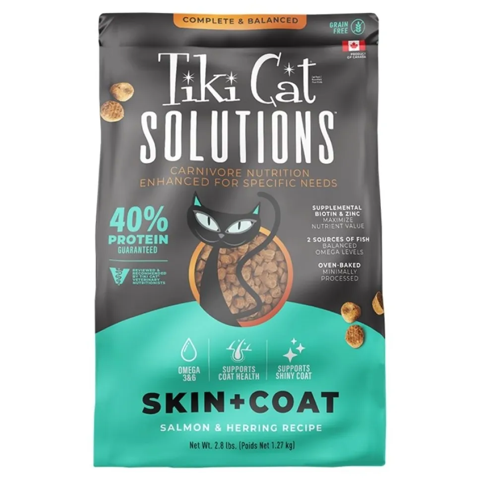 Tiki Pets Cat Solutions Skin & Coat Grain-Free Dry Cat Food Salmon & Herring 2.8-lb