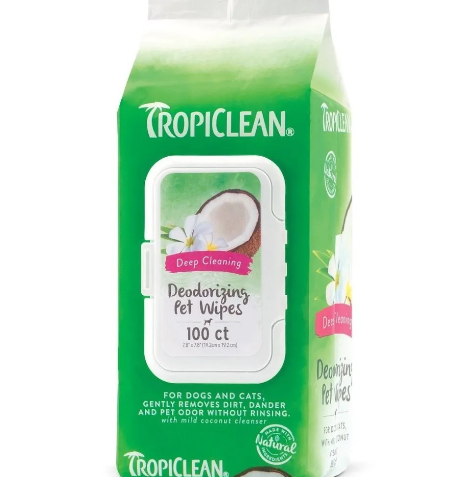 TropiClean Berry + Coconut Tushy & Paw Wipes for Dogs & Cats 100 Count