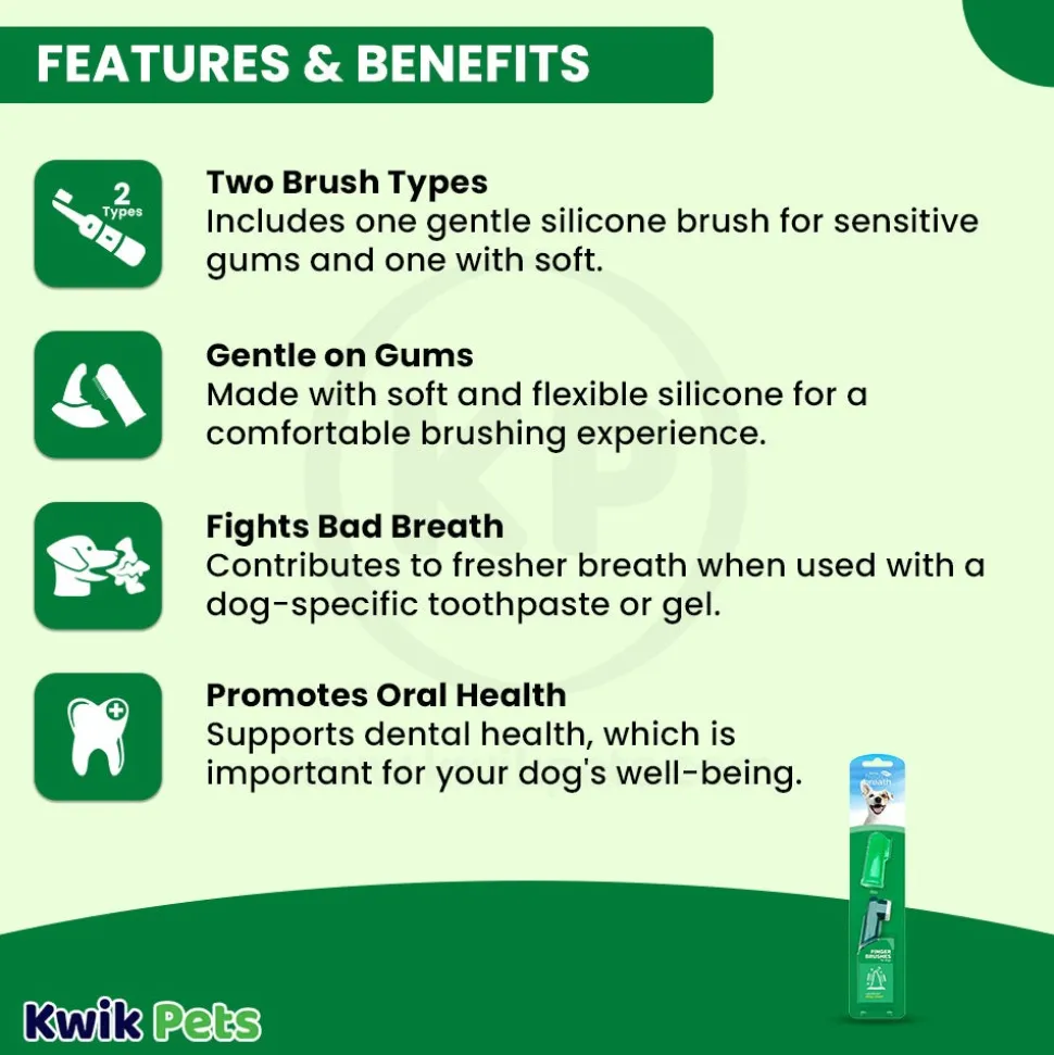 TropiClean Fresh Breath Finger Brushes for Dogs 2 Count