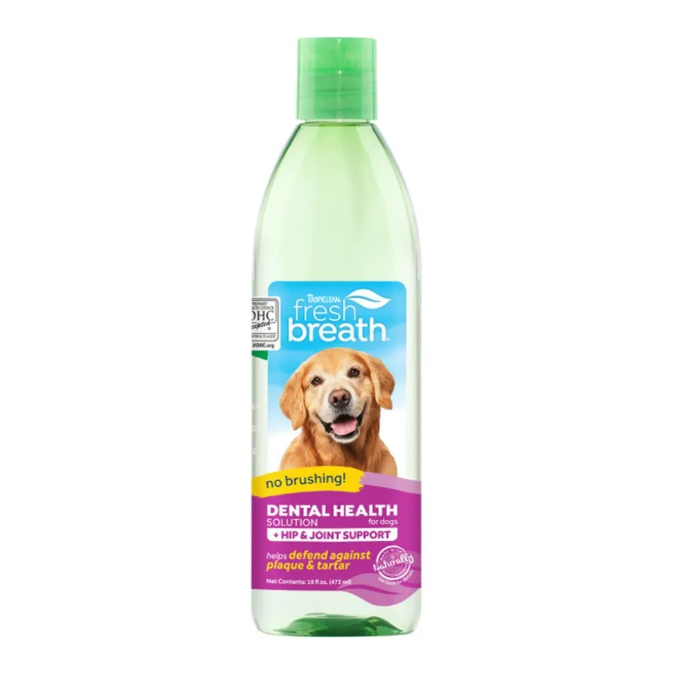 TropiClean Fresh Breath Oral Care Water Additive Plus Hip & Joint for Dogs 16-oz