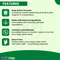TropiClean Fresh Breath Oral Care Water Additive Plus Hip & Joint for Dogs 33.8-oz