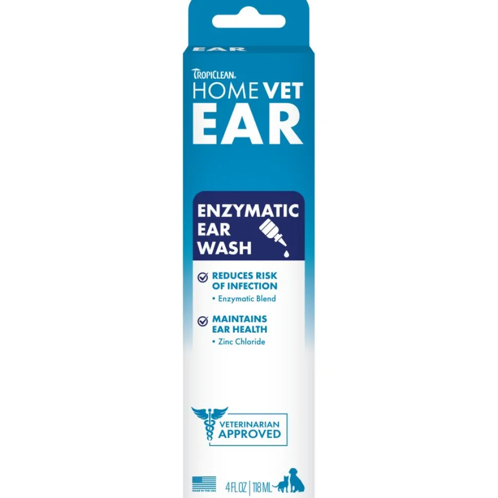 TropiClean HomeVet Enzymatic Dog & Cat Ear Wash 4-oz